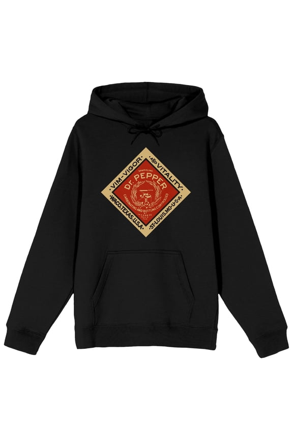 Dr Pepper Nostalgia Logo Men's Black Graphic Hoodie-4XL