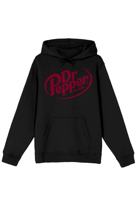 Dr Pepper Red Logo Adult Black Long Sleeve Hooded Sweatshirt-4XL