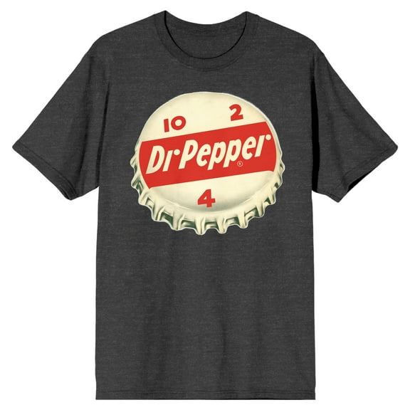 Dr Pepper Retro Bottle Cap Logo Men's Charcoal Heather Graphic Tee-3XL