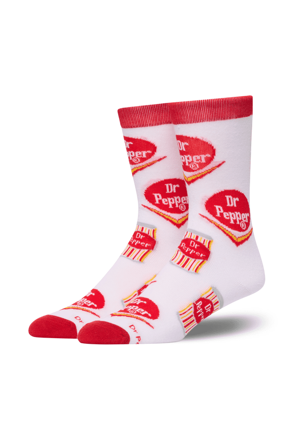 Dr. Pepper Retro Crew Sock Funny Novelty Soda Size Large for Men & Women- Official Pop