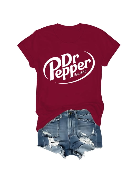 Dr Pepper Shirt Women Men Dr Pepper Costume Short Sleeve Crewneck Tees