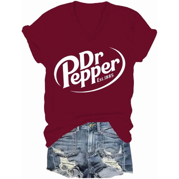 Dr Pepper Shirt Women Men Dr Pepper Costume Short Sleeve Vneck Tees
