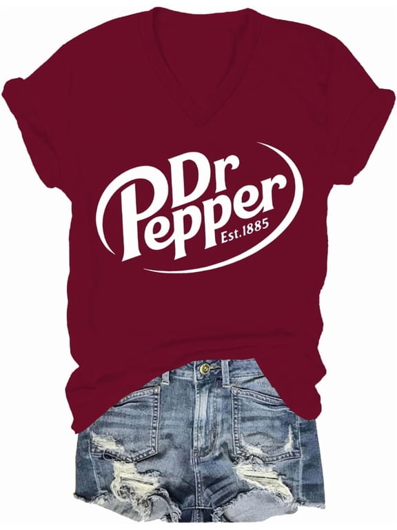 Dr Pepper Shirt Women Men Dr Pepper Costume Short Sleeve Vneck Tees