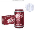 Dr Pepper Soda, 12 Cans, 12 fl oz Each with 4x Disposable Cups ...