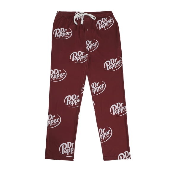 Dr Pepper Soda Logo All-Over Print Men's Red Sleep Pajama Pants - Medium