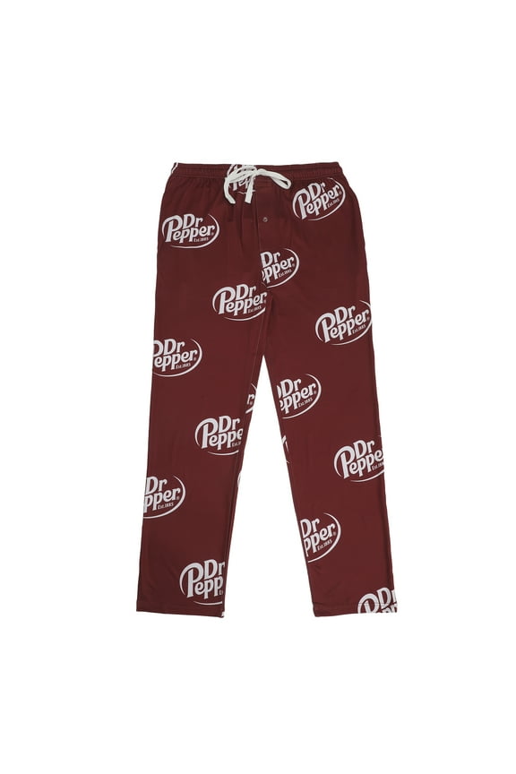 Dr Pepper Soda Logo All-Over Print Men's Red Sleep Pajama Pants - XXL