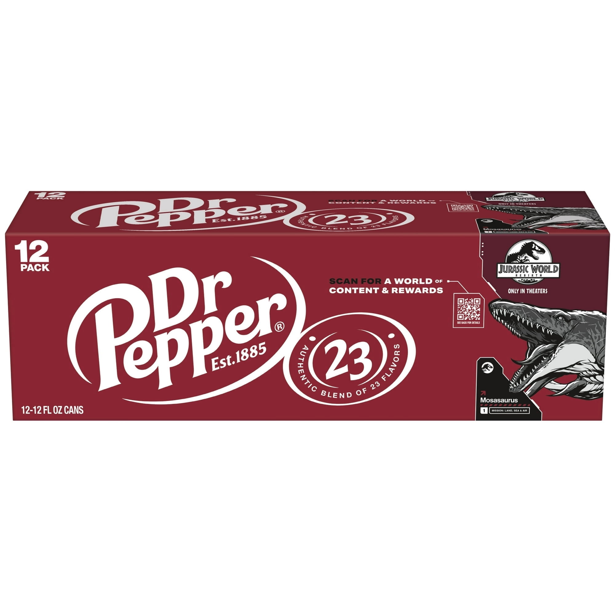 Dr Pepper Soda Pop, 12 Pack Cans, Jurassic World Rebirth Limited