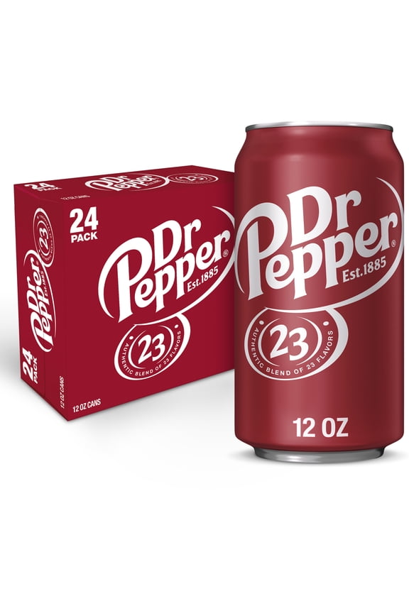 Dr Pepper Soda Pop, 12 fl oz, 24 Pack Cans