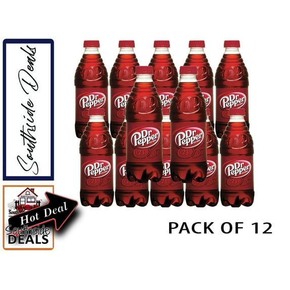 Dr.Pepper Soda Pop, 16.9 fl oz, 12 Pack Bottles