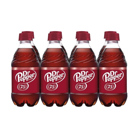 Dr Pepper Soda Pop, Carbonated Soft Drink, 12 fl oz Bottles, 8 Pack