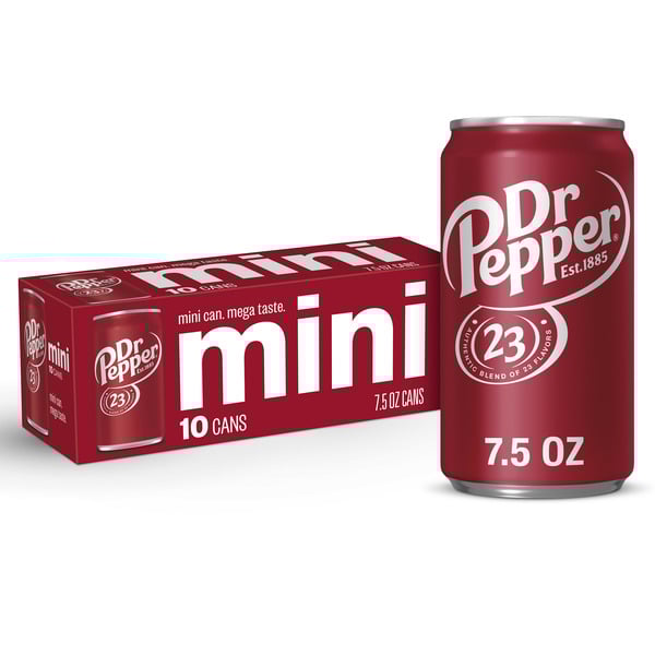 Dr Pepper Soda, 7.5 fl oz Mini Cans, 10 Pack