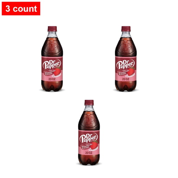 Dr Pepper Strawberries and Cream Soda Bottle 20 fl oz - 3 count
