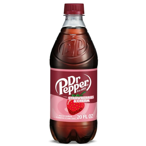 Dr Pepper Strawberries and Cream Soda Pop, 20 fl oz, Bottle