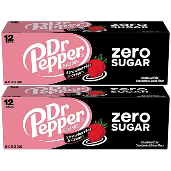 Dr. Pepper Strawberries and Cream Zero Bundled by Bilot (24 Pack Cans)