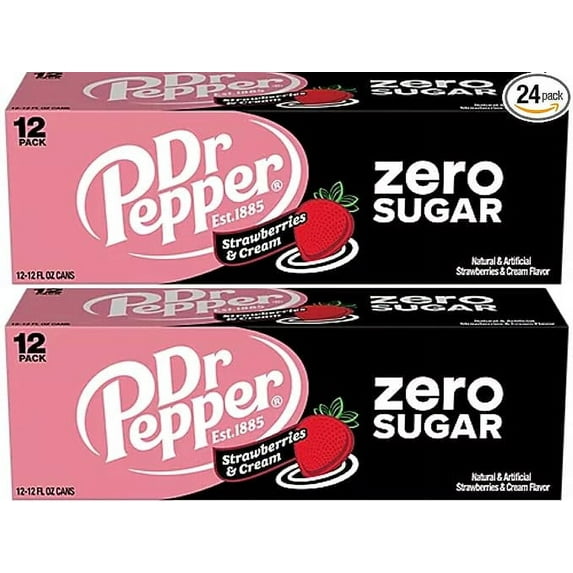 Dr. Pepper Strawberries and Cream Zero Bundled by Louisiana Pantry (24 Pack Cans)