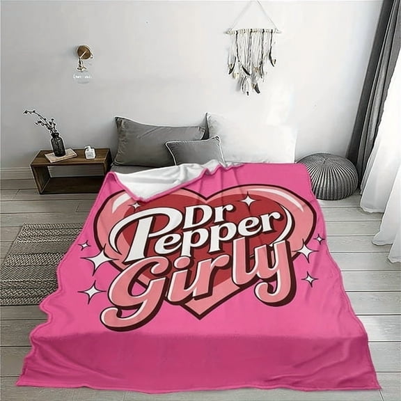 Dr Pepper Sweet Heart Pink Limited Edition Flannel Blanket Soft Warm Nap Throw Sofa Office Bed Camping Travel All Season Bed Accessory Blanket Office Nap Blanket Throw Blanket All Season