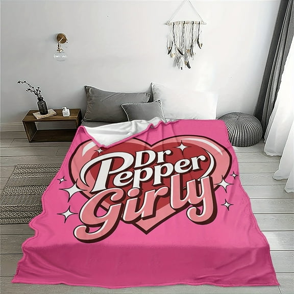 Dr Pepper Sweet Heart Pink Limited Edition Flannel Blanket Soft Warm Nap Throw Sofa Office Bed Camping Travel All Season Bed Accessory Blanket Office Nap Blanket Throw Blanket All Season