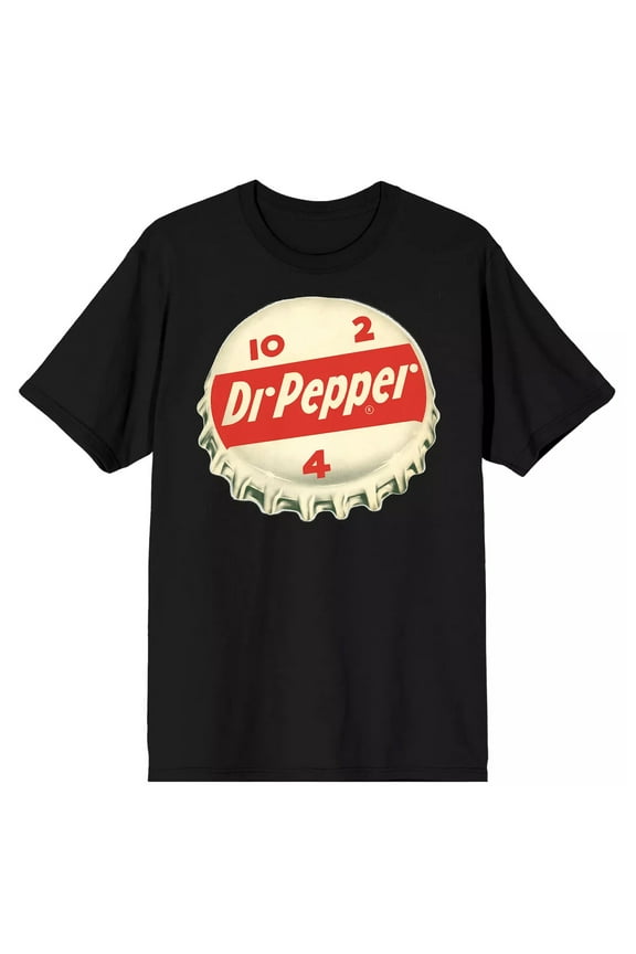 Dr. Pepper T-Shirt Men's Bottle Cap Graphic Print Design Adult Novelty Tee