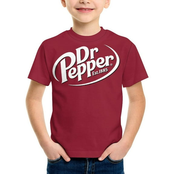 Dr Pepper T-Shirt for Boys Girls, Kids Novelty Crew Neck Tops, Lightweight Short Sleeve Tee, XS-XL