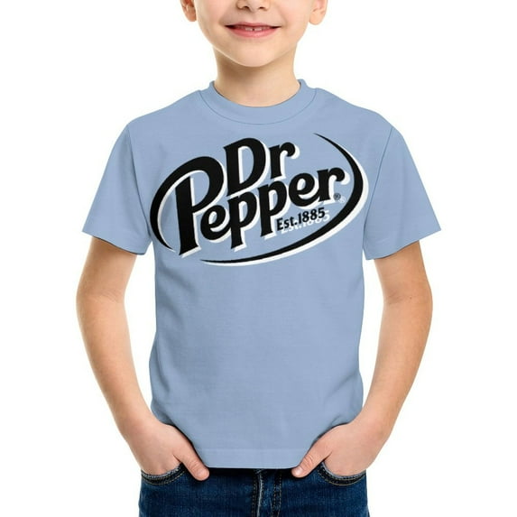 Dr Pepper T-Shirt for Boys Girls, Kids Novelty Crew Neck Tops, Lightweight Short Sleeve Tee, XS-XL