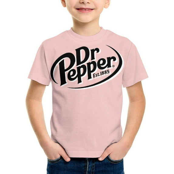 Dr Pepper T-Shirt for Boys Girls, Kids Novelty Crew Neck Tops, Lightweight Short Sleeve Tee, XS-XL