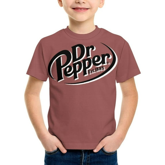 Dr Pepper T-Shirt for Boys Girls, Kids Novelty Crew Neck Tops, Lightweight Short Sleeve Tee, XS-XL