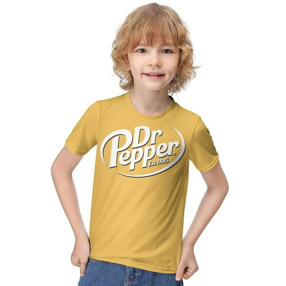 Dr Pepper T-Shirt for Boys Girls, Unisex Crew Neck Tee for Teen Kid, Casual Short Sleeve Tops, 6-12 Y