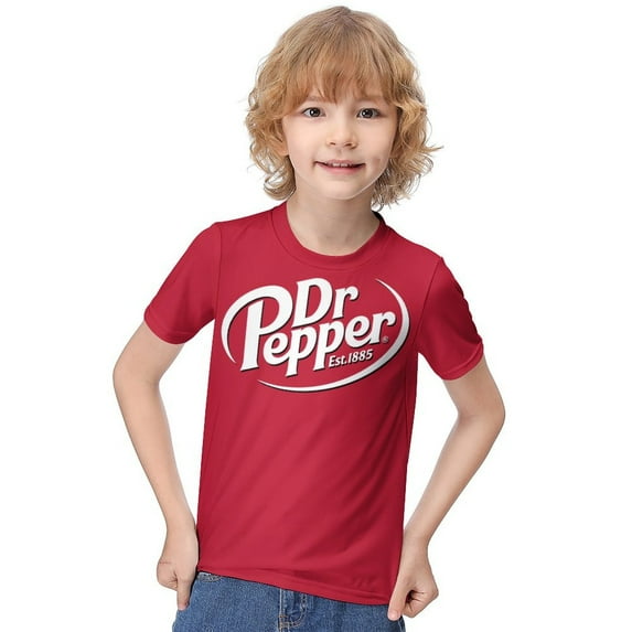 Dr Pepper T-Shirt for Boys Girls, Unisex Crew Neck Tee for Teen Kid, Casual Short Sleeve Tops, 6-12 Y