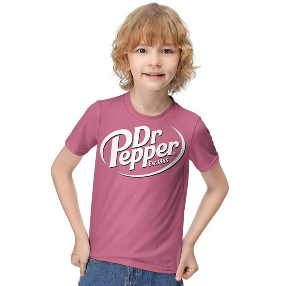Dr Pepper T-Shirt for Boys Girls, Unisex Crew Neck Tee for Teen Kid, Casual Short Sleeve Tops, 6-12 Y
