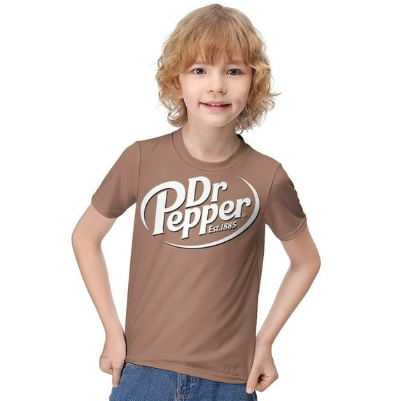 Dr Pepper T-Shirt for Boys Girls, Unisex Crew Neck Tee for Teen Kid, Casual Short Sleeve Tops, 6-12 Y
