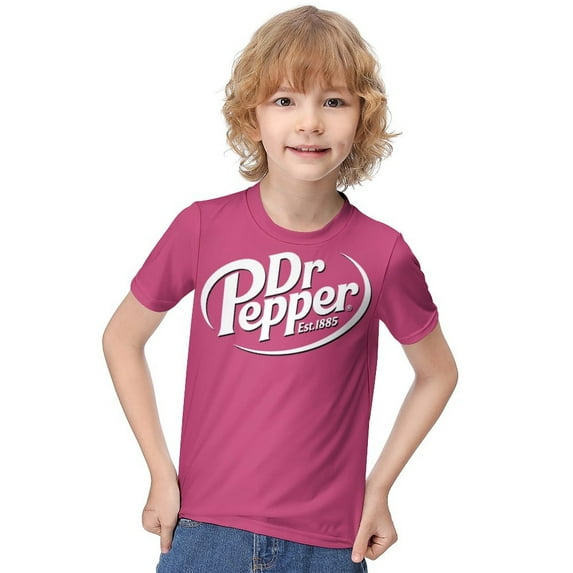 Dr Pepper T-Shirt for Boys Girls, Unisex Crew Neck Tee for Teen Kid, Casual Short Sleeve Tops, 6-12 Y