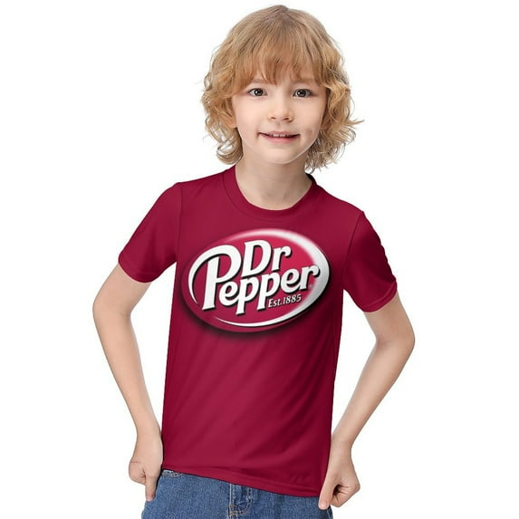 Dr Pepper T-Shirt for Boys Girls, Unisex Crew Neck Tee for Teen Kid, Casual Short Sleeve Tops, 6-12 Y