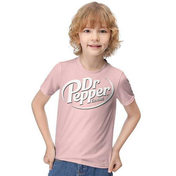 Dr Pepper T-Shirt for Boys Girls, Unisex Crew Neck Tee for Teen Kid, Casual Short Sleeve Tops, 6-12 Y