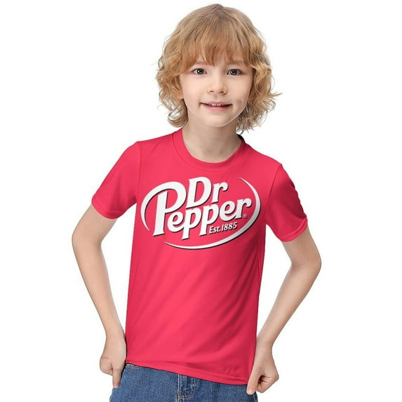 Dr Pepper T-Shirt for Boys Girls, Unisex Crew Neck Tee for Teen Kid, Casual Short Sleeve Tops, 6-12 Y