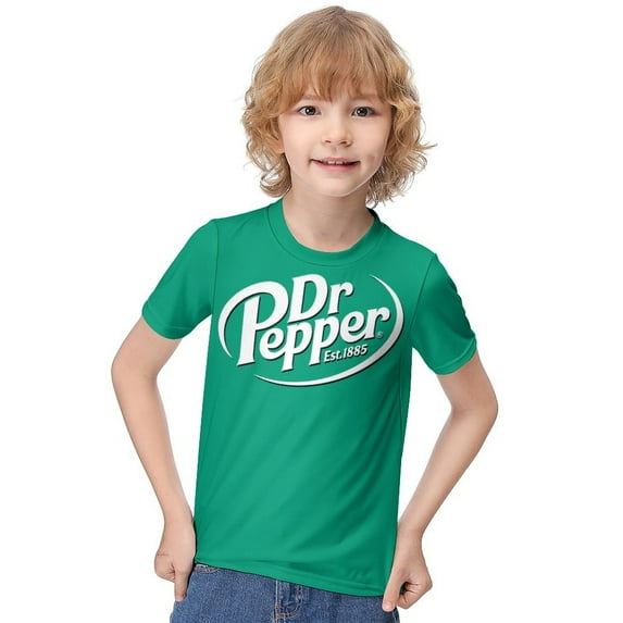 Dr Pepper T-Shirt for Boys Girls, Unisex Crew Neck Tee for Teen Kid, Casual Short Sleeve Tops, 6-12 Y