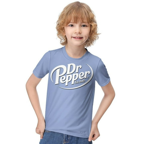 Dr Pepper T-Shirt for Boys Girls, Unisex Crew Neck Tee for Teen Kid, Casual Short Sleeve Tops, 6-12 Y