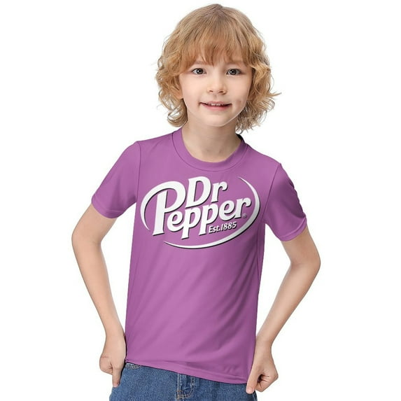 Dr Pepper T-Shirt for Boys Girls, Unisex Crew Neck Tee for Teen Kid, Casual Short Sleeve Tops, 6-12 Y