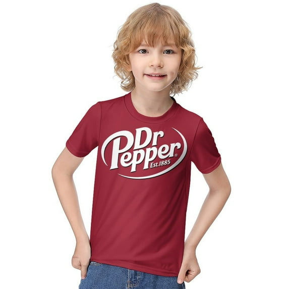 Dr Pepper T-Shirt for Boys Girls, Unisex Crew Neck Tee for Teen Kid, Casual Short Sleeve Tops, 6-12 Y