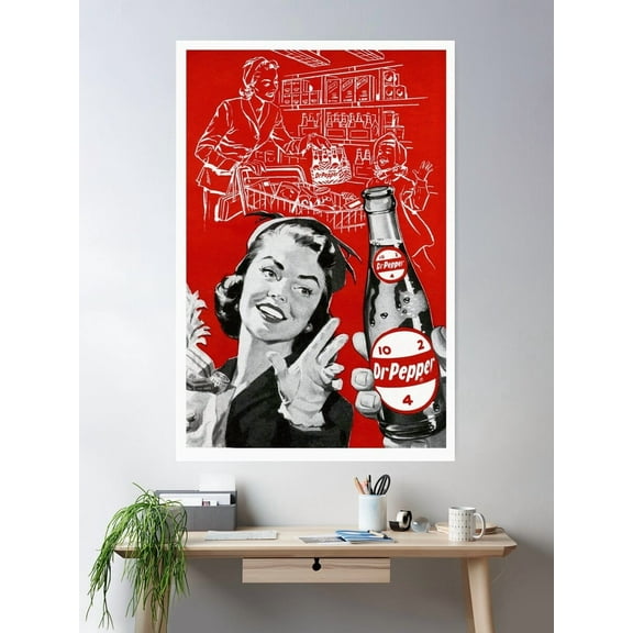 Dr Pepper Vintage Poster Poster Wall Art, Modern Wall Decor For Living Room Bedroom, 16x24 UNFRAMED