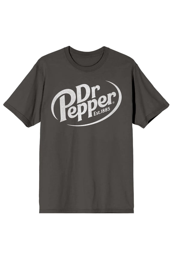 Dr Pepper White Logo Adult Pepper Black Crew Neck Short Sleeve T-shirt-Small