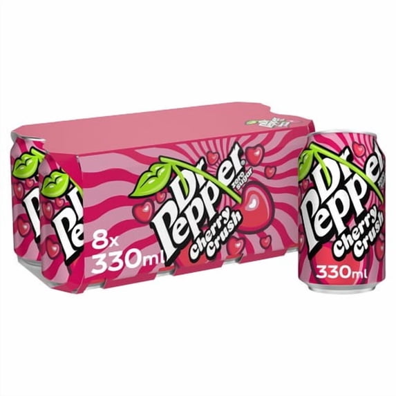 Dr Pepper Zero Cherry Crush 8 x 330ml, British Import (Pack of 2)