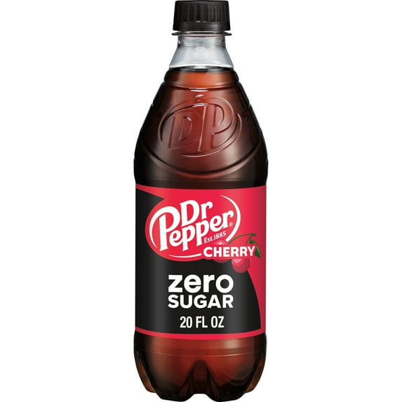 Dr Pepper Zero Sugar Cherry Cola Soda Pop, 20 fl oz, Bottle