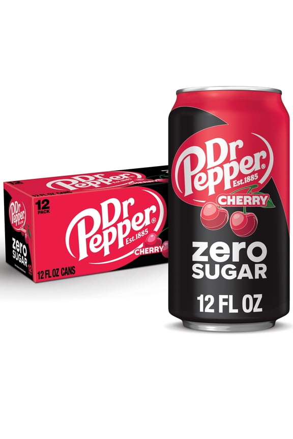 Dr Pepper Zero Sugar Cherry Soda Pop, 12 fl oz, 12 Pack Cans