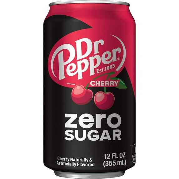 Dr Pepper Zero Sugar Cherry Soda Pop, 12 fl oz, 6 Pack Cans