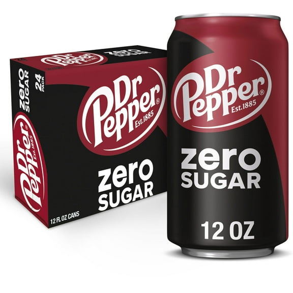 Dr Pepper Zero Sugar Soda, 12 fl oz cans (Pack of 24)