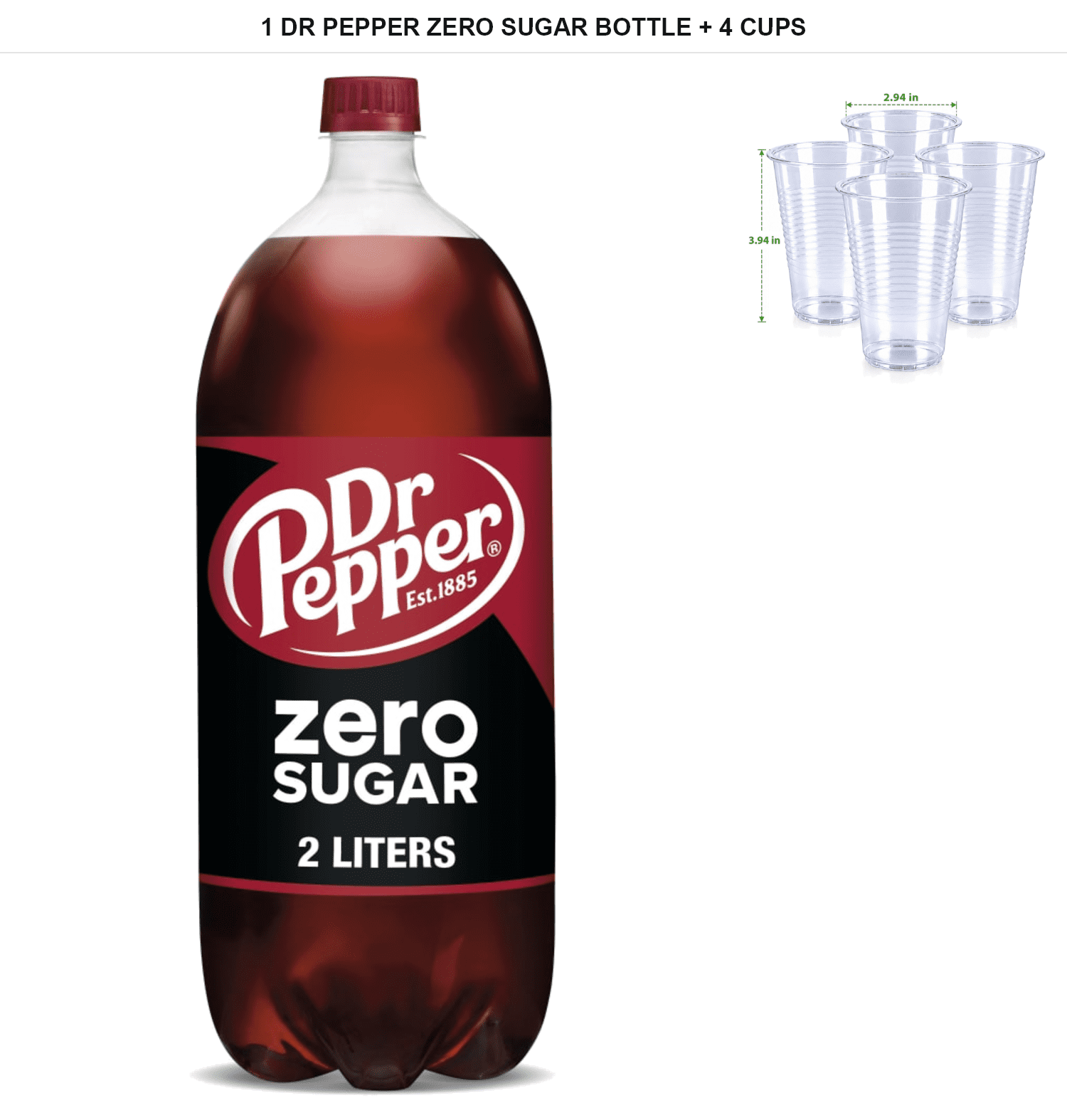 Dr Pepper Zero Sugar Soda, 2 L Bottle with 4x Disposable Cups - Walmart.com