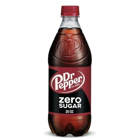 Dr Pepper Zero Sugar Soda 20oz Bottles, Quantity of 12