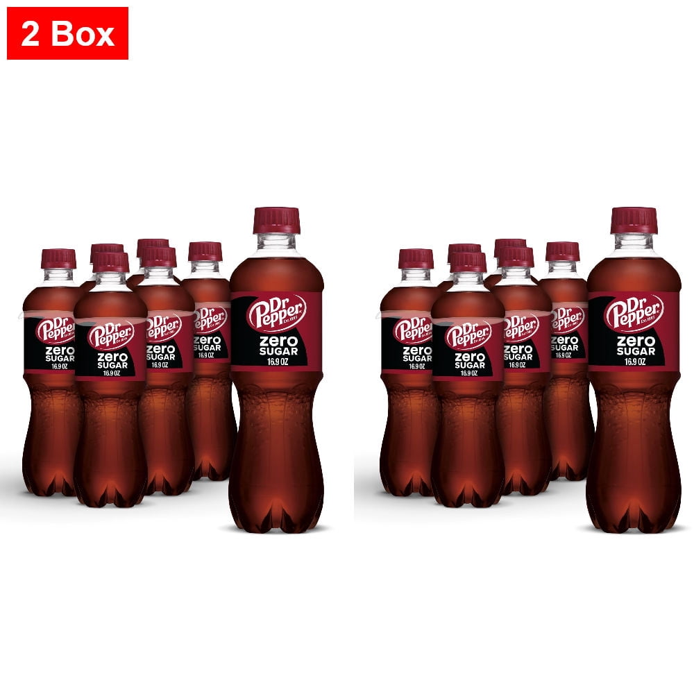 Dr Pepper Zero Sugar Soda Bottles 6 CT / 16.9 fl oz - 2 Box