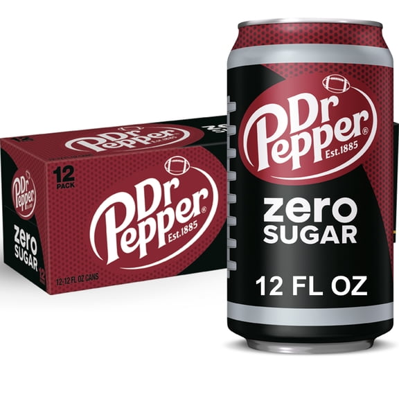 Dr Pepper Zero Sugar Soda Pop, 12 fl oz, 12 Pack Cans