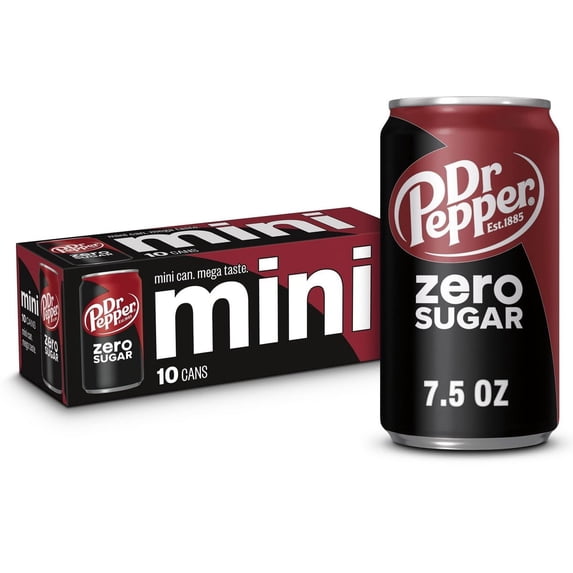 Dr Pepper Zero Sugar Soda Pop, 7.5 fl oz, 10 Pack Cans